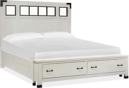 Magnussen HomeComplete Queen Panel Storage Bed w/Metal/Wood Headboard