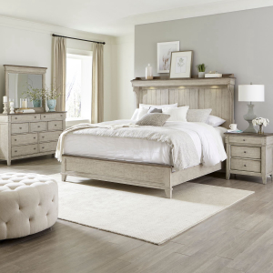 Liberty Furniture IndustriesKing Mantle Bed, Dresser & Mirror, Night Stand