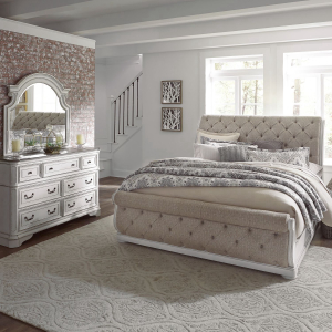 Liberty Furniture IndustriesKing Uph Sleigh Bed, Dresser & Mirror