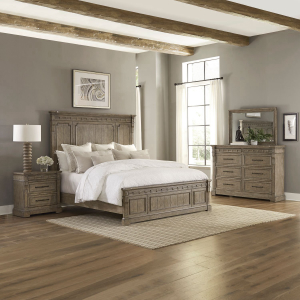 Liberty Furniture IndustriesKing Panel Bed, Dresser & Mirror, Night Stand