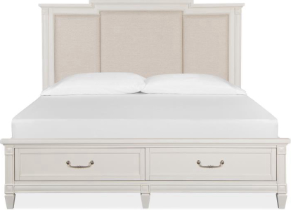 Magnussen HomeComplete King Panel Storage Bed w/Upholstered Headboard