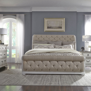 Liberty Furniture IndustriesKing Uph Sleigh Bed, Dresser & Mirror, Night Stand