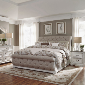 Liberty Furniture IndustriesQueen Uph Sleigh Bed, Dresser & Mirror, Night Stand