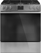 CafÃ©™ 30" Smart Slide-In, Front-Control, Gas Range with Convection Oven in Platinum Glass