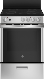 GEGE&reg; 24" Free-Standing/Slide-in Front Control Range with Steam Clean and Large Window