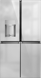 CafeCaf(eback)&trade; ENERGY STAR&reg; 27.4 Cu. Ft. Smart Quad-Door Refrigerator in Platinum Glass
