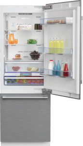 Beko30" Stainless Steel Freezer Bottom Built-In Refrigerator with Auto Ice Maker, WaterDispenser