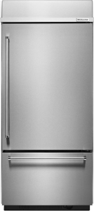 KitchenAid20.9 Cu. Ft. 36" Width Built-In Stainless Bottom Mount Refrigerator with Platinum Interior Design