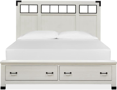 Magnussen HomeComplete King Panel Storage Bed w/Metal/Wood Headboard