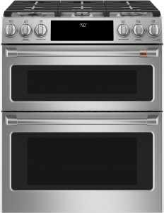 CafeCaf(eback)&trade; 30" Smart Slide-In, Front-Control, Gas Double-Oven Range with Convection