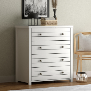 Hillsdale FurnitureHarmony Wood 4 Drawer Dresser in Matte White