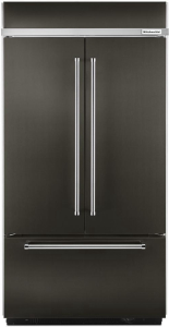 KitchenAidBLACK STAINLESS24.2 Cu. Ft. 42" Width Built-In Stainless French Door Refrigerator with Platinum Interior Design