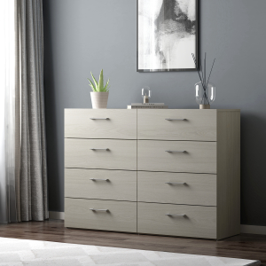 Hillsdale FurnitureLundy Wood 8 Drawer Dresser in Light Gray