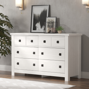 Hillsdale FurnitureAddison Wood 6 Drawer Dresser in White
