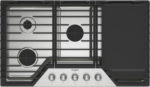Whirlpool36-inch Gas Cooktop with 2-in-1 Hinged Grate to Griddle
