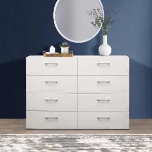 Hillsdale FurnitureLundy Wood 8 Drawer Dresser in White