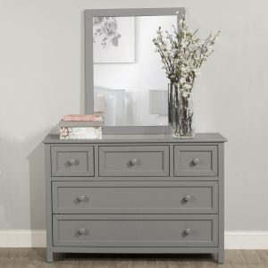 Hillsdale FurnitureSchoolhouse 4. 5 Drawer Dresser and Mirror in Gray