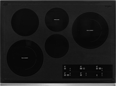 Whirlpool30-inch Electric Ceramic Glass Cooktop with Two Dual Radiant Elements