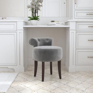 Hillsdale FurnitureLena Wood Vanity Stool in Gray