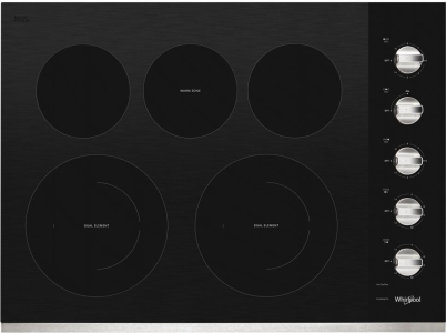 Whirlpool30-inch Electric Ceramic Glass Cooktop with Two Dual Radiant Elements