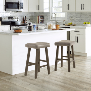 Hillsdale FurnitureCounter Saddle Wood Stool in Rustic Gray