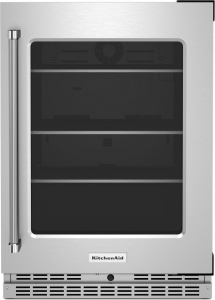 KitchenAid24" Undercounter Refrigerator with Glass Door and Shelves with Metallic Accents