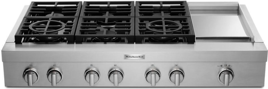 KitchenAid48'' 6-Burner Commercial-Style Gas Rangetop with Griddle