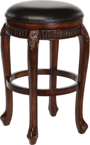 Hillsdale FurnitureCounter Fleur De Lis Wood Stool in Distressed Cherry w/Copper Highlights