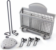 Dishwasher Accessory Kit with Extra Tall Item Sprinkler, Vase/Bottle Holder, 3 Plastic Item Clips and Small Item Basket - Ascenta