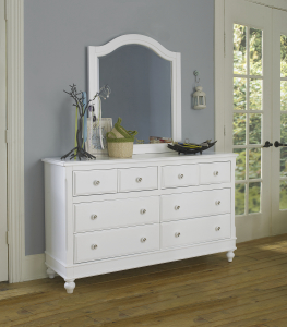 Hillsdale FurnitureLake House Wood 8 Drawer Dresser With Mirror in White