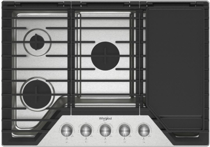Whirlpool30-inch Gas Cooktop with 2-in-1 Hinged Grate to Griddle