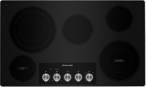 KitchenAid36" Electric Cooktop with 5 Elements and Knob Controls