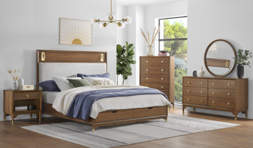 Hillsdale FurnitureKing Margo Wood Bedroom Set in Walnut (Yes Storage Unit(s))