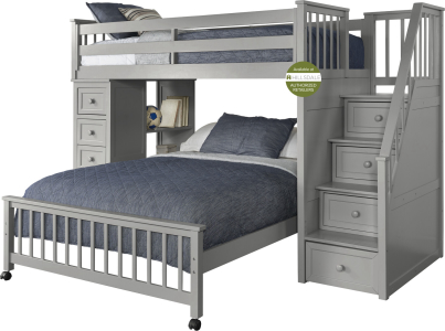 Hillsdale FurnitureTwin/Full Schoolhouse 4.0 Wood Loft Bed With Chest and Lower Bed in Gray