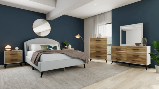 Hillsdale FurnitureQueen Fargo Wood Bedroom Set in Light Gray/Driftwood Brown