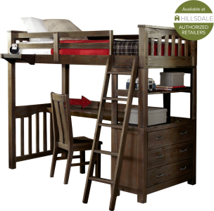 Hillsdale FurnitureTwin Highlands Wood Loft Bed With Desk in Espresso