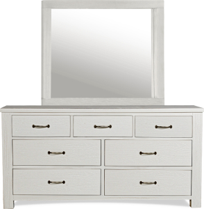 Hillsdale FurnitureHighlands Wood 7 Drawer Dresser With Mirror in White