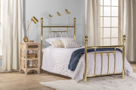 Hillsdale FurnitureTwin Chelsea Metal Bed in Classic Brass