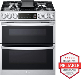 LG Appliances6.9 cu. ft. Smart Gas Double Oven Slide-in Range with InstaView&reg;, ProBake&reg; Convection, Air Fry, and Air Sous Vide