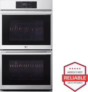 LG AppliancesSTUDIOLG STUDIO 9.4 cu. ft. Smart InstaView&reg; Electric Double Built-In Wall Oven with Air Fry & Steam Sous Vide