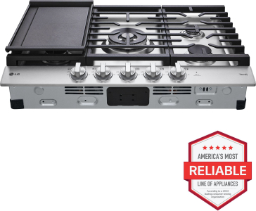 LG Appliances30" Smart Gas Cooktop with UltraHeat&trade; 22K BTU Dual Burner and LED Knobs