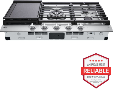 LG Appliances36" Smart Gas Cooktop with UltraHeat&trade; 22K BTU Dual Burner and LED Knobs