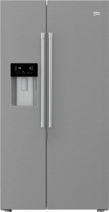 Beko36" Side by Side Stainless Steel Refrigerator with Auto Ice and Water Through the Door